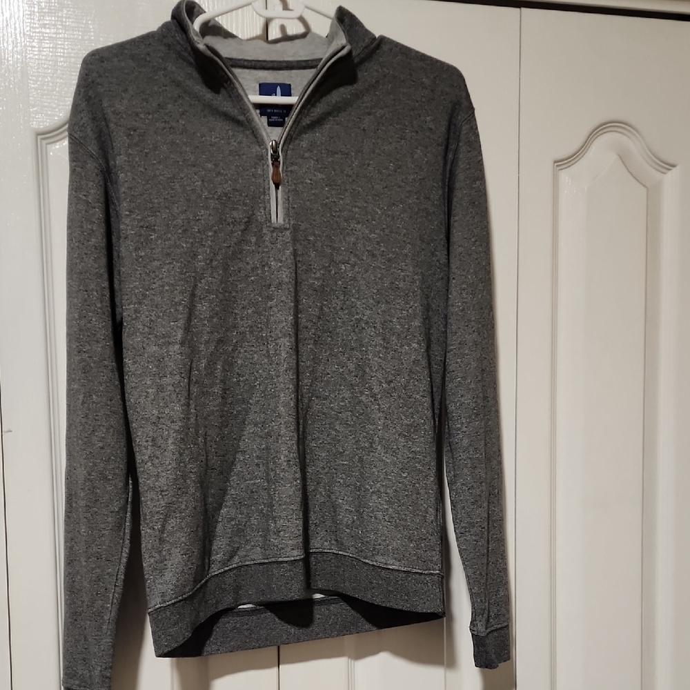 johnnie-O Gray Zip Up Sweater with Ribbed Cuffs
